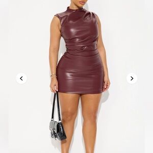 NWT Burgundy Faux Leather Mini Dress